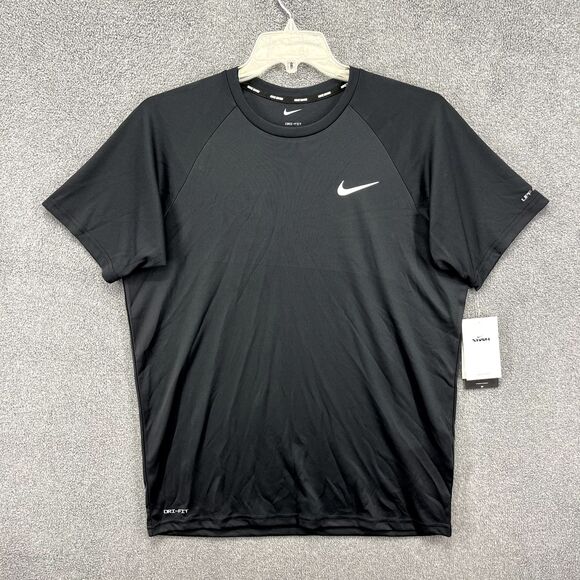 Nike Swim Dri-Fit Shirt UPF 40+ Men's Medium Black Training Sports NESSA586-001 - Picture 1 of 16